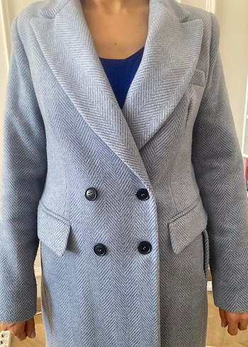 Çift Düğmeli Açık Mavi Kaban - Görsel 6