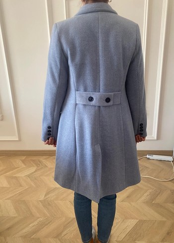 Çift Düğmeli Açık Mavi Kaban - Görsel 4