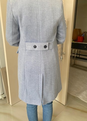 Çift Düğmeli Açık Mavi Kaban - Görsel 2