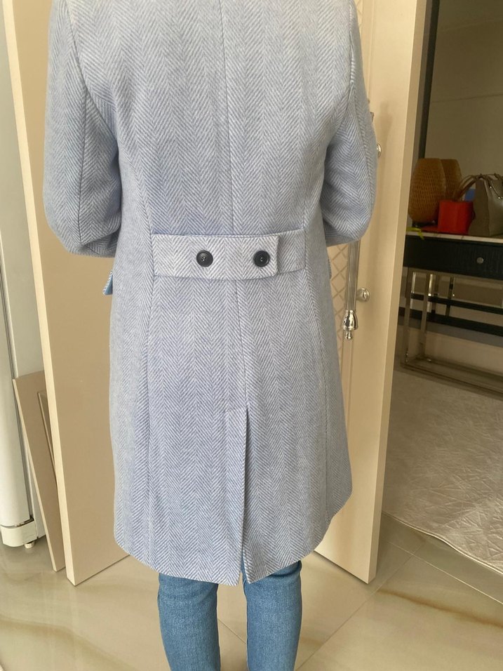 Çift Düğmeli Açık Mavi Kaban - Görsel 2