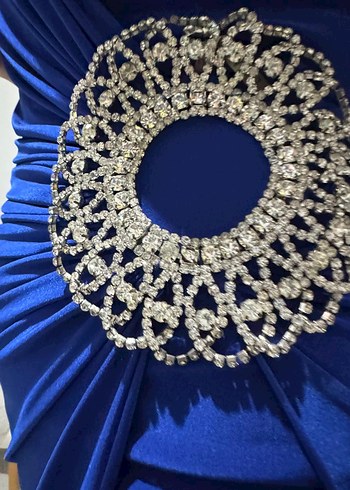 Mavi Drapeli Uzun Abiye Elbise - Görsel 2