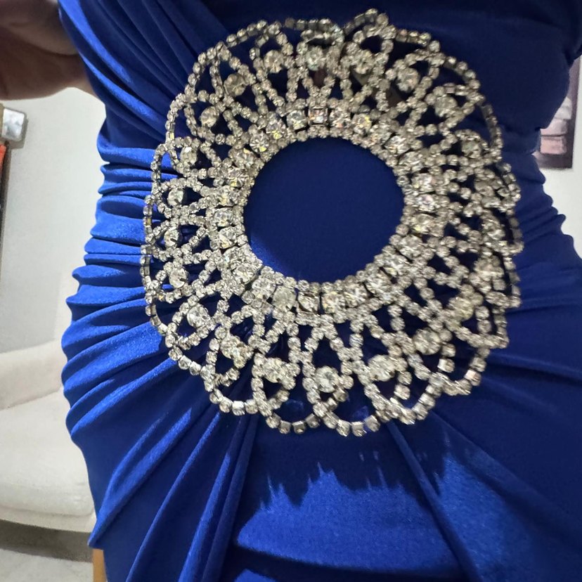 Mavi Drapeli Uzun Abiye Elbise - Görsel 2