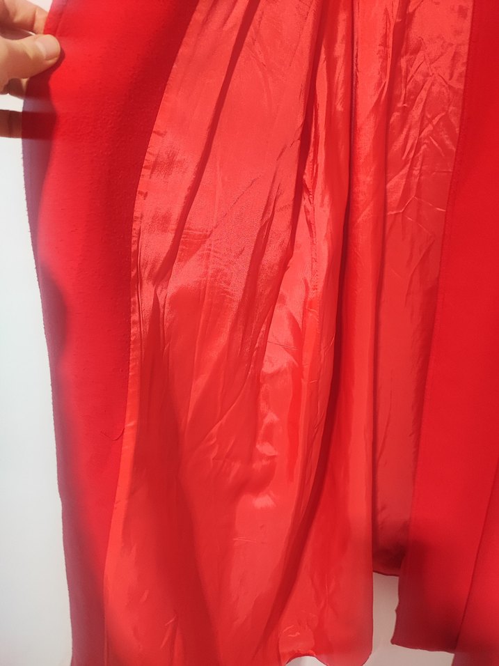 Kemerli Uzun Kırmızı Kadın Palto - Görsel 4