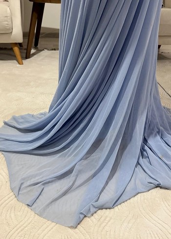 V Yaka Drapeli Midi Abiye Elbise 38/40 - Görsel 6