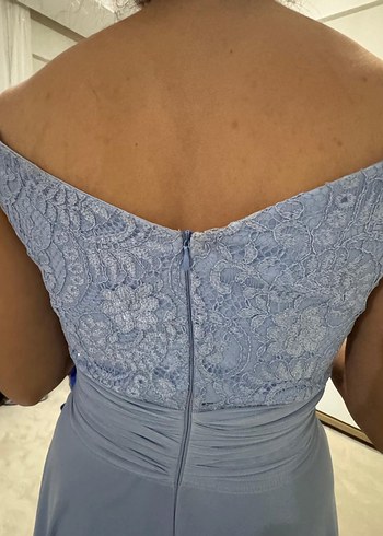 V Yaka Drapeli Midi Abiye Elbise 38/40 - Görsel 5