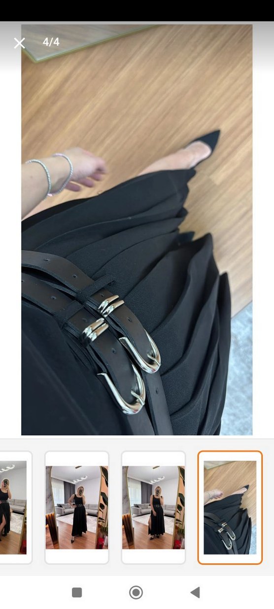 Kemerli Siyah Uzun Kadın Etek - Görsel 3