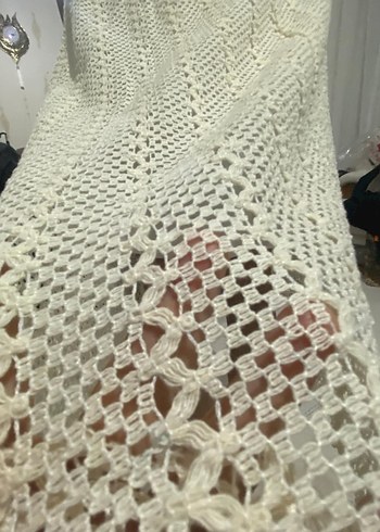 Beyaz Dantel Midi Elbise - Görsel 2