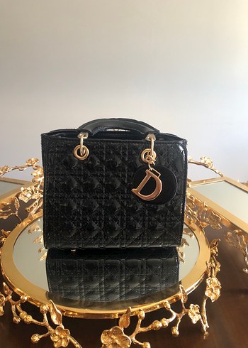 Dior Siyah Parlak Deri Desenli Çanta