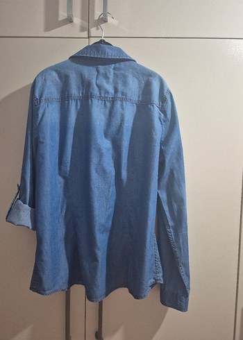 LC Waikiki Düğmeli Mavi Denim Kadın Gömlek