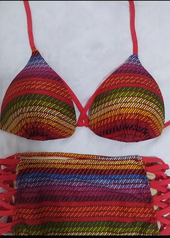 Penti Renkli Bağcıklı Bohem Bikini Takımı