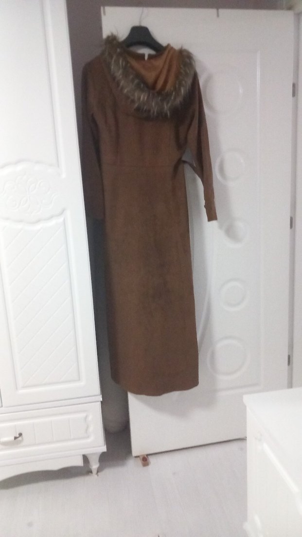 Kahverengi Kemerli Uzun Kadın Kaban - Görsel 2