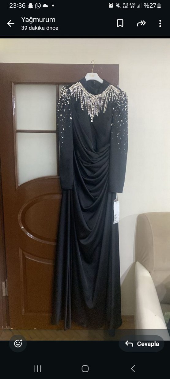 Siyah Uzun Goth Parti Elbisesi - Görsel 2