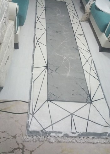 Gri Geometrik Desenli Modern Halı - Görsel 3