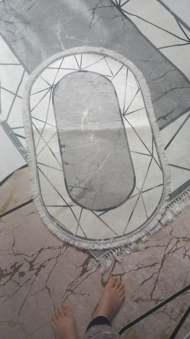 Gri Geometrik Desenli Modern Halı - Görsel 4