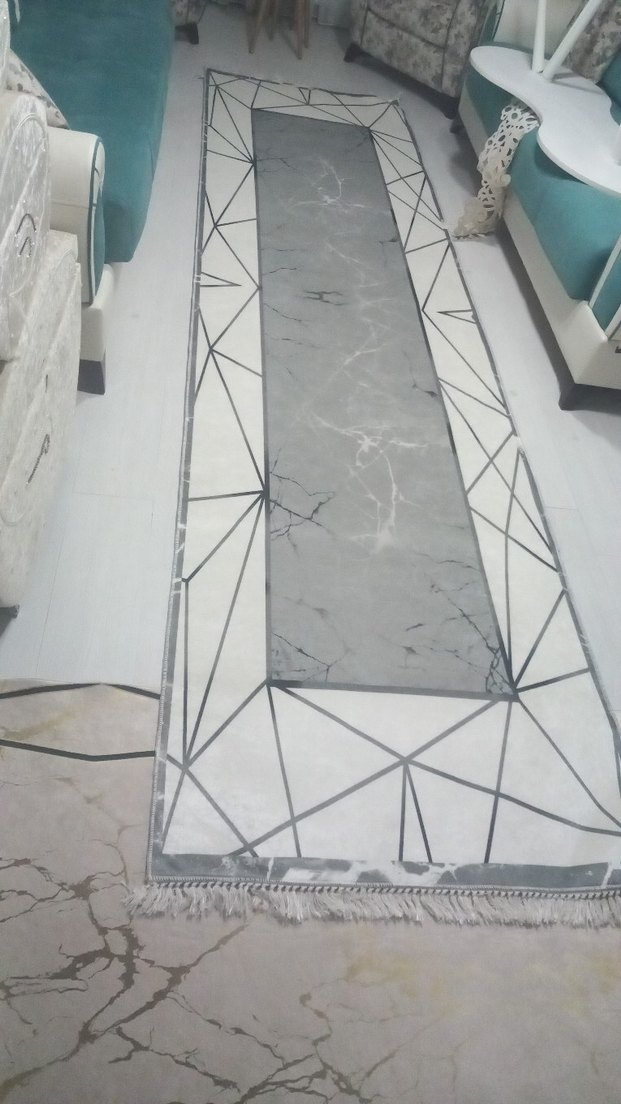 Gri Geometrik Desenli Modern Halı - Görsel 3