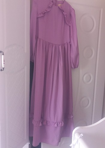 Bordo Uzun Bohem Fırfırlı Elbise - Görsel 5