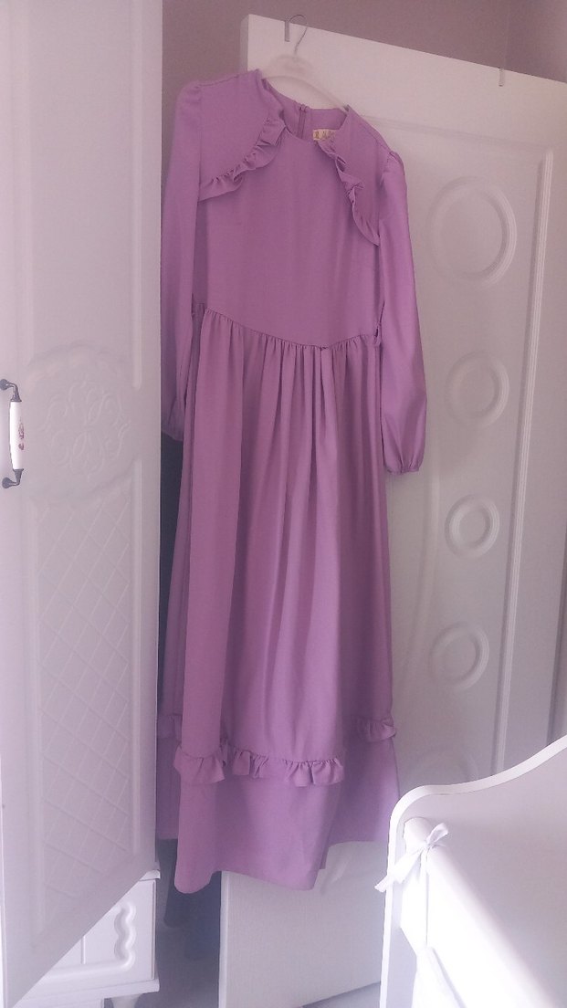 Bordo Uzun Bohem Fırfırlı Elbise - Görsel 5