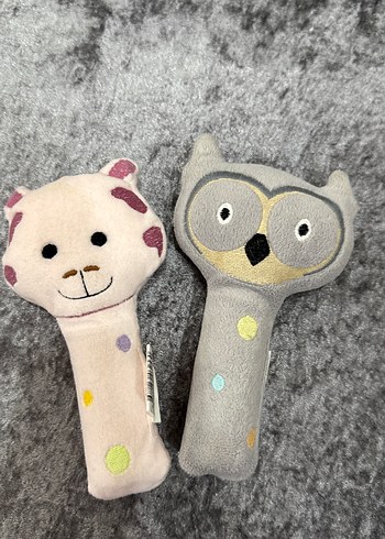 Gri Peluş Çıngırak seti