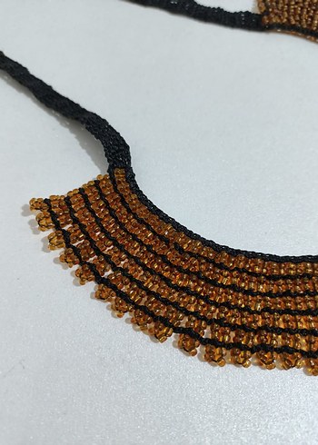 Kahverengi Boncuklu Bohem Kolye - Görsel 4