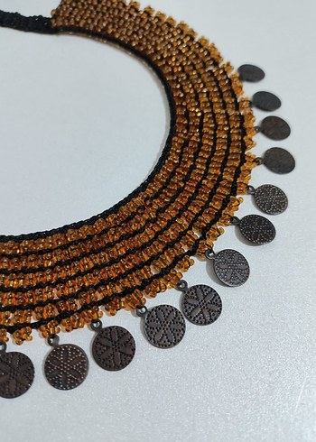 Kahverengi Boncuklu Bohem Kolye - Görsel 3