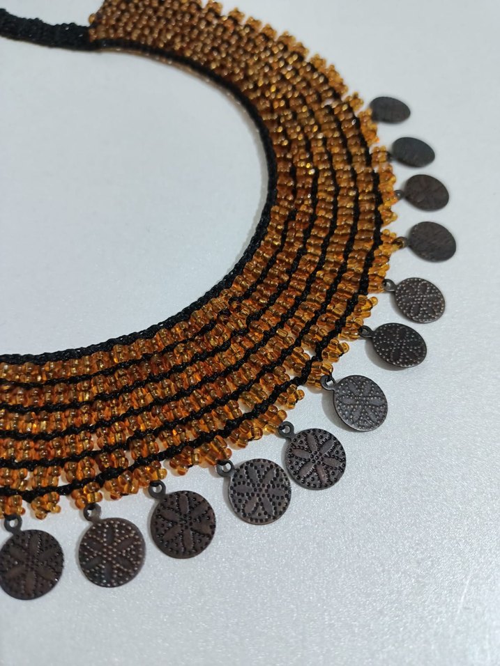 Kahverengi Boncuklu Bohem Kolye - Görsel 3