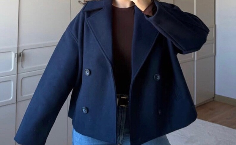 Stradivarius Kısa Lacivert Kaban S-M