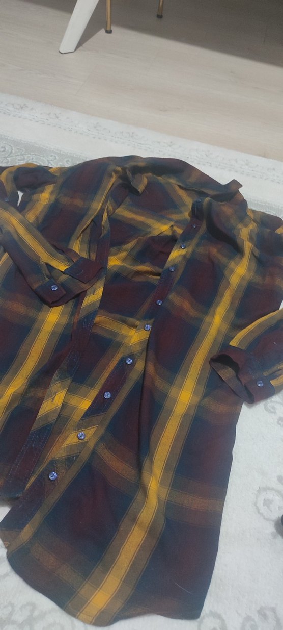 Düğmeli Uzun Kollu Çok Renkli Kadın Gömlek - Görsel 2