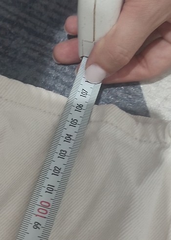 Beyaz Kadın Keten Pantolon Midi Boy - Görsel 3