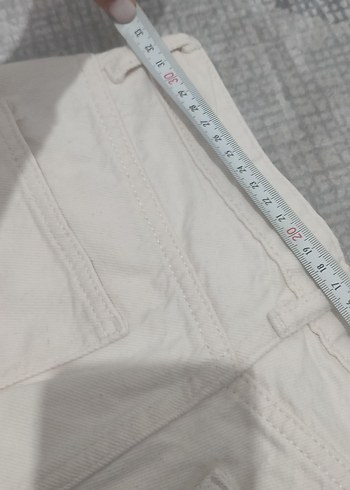 Beyaz Kadın Keten Pantolon Midi Boy - Görsel 4