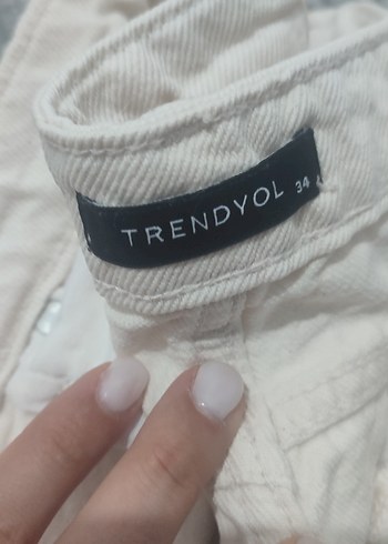 Beyaz Kadın Keten Pantolon Midi Boy - Görsel 2