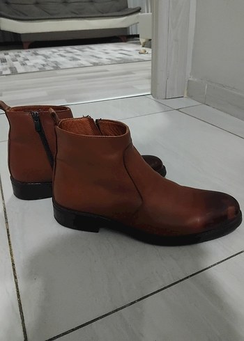 Kahverengi Parlak Deri Erkek Bot - Görsel 5