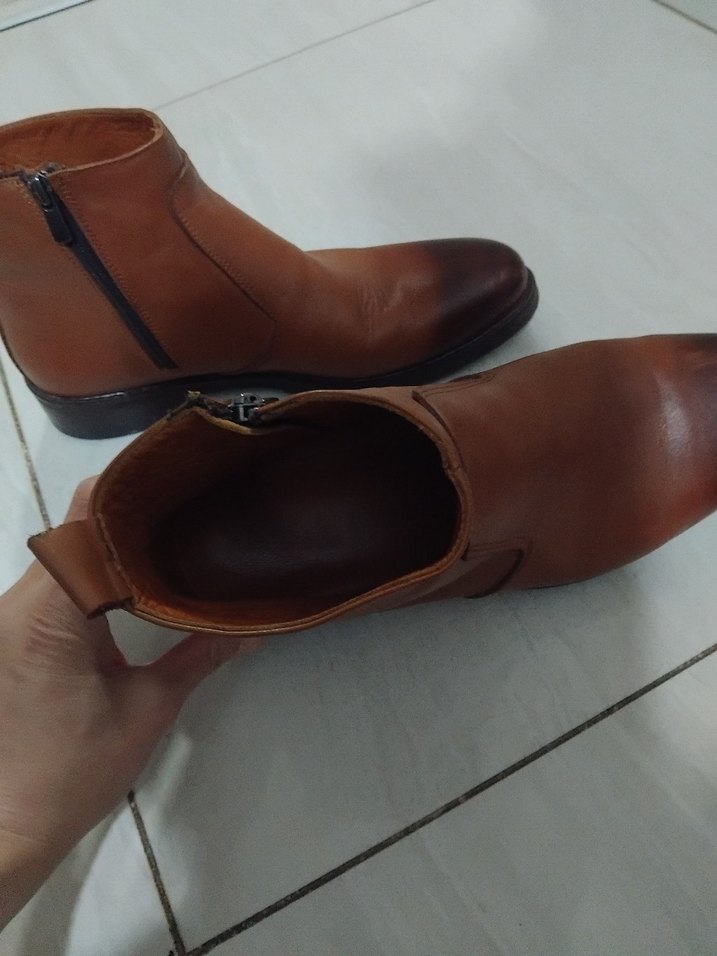 Kahverengi Parlak Deri Erkek Bot - Görsel 4