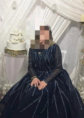 Lacivert Gotik Nakışlı Abiye Elbise