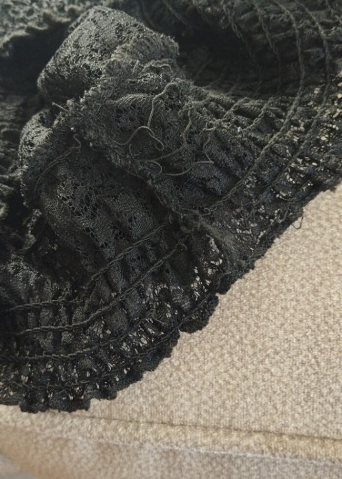 Transparan yarasa kol dantelli bluz - Görsel 4