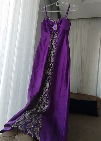 Mor saten davet elbisesi - Görsel 5