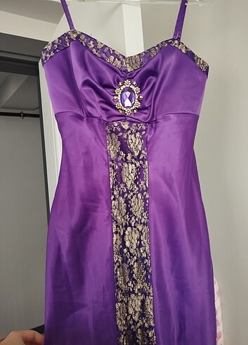 Mor saten davet elbisesi - Görsel 7