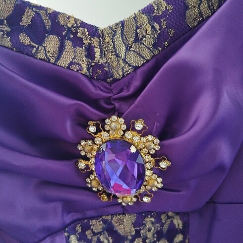 Mor saten davet elbisesi - Görsel 9