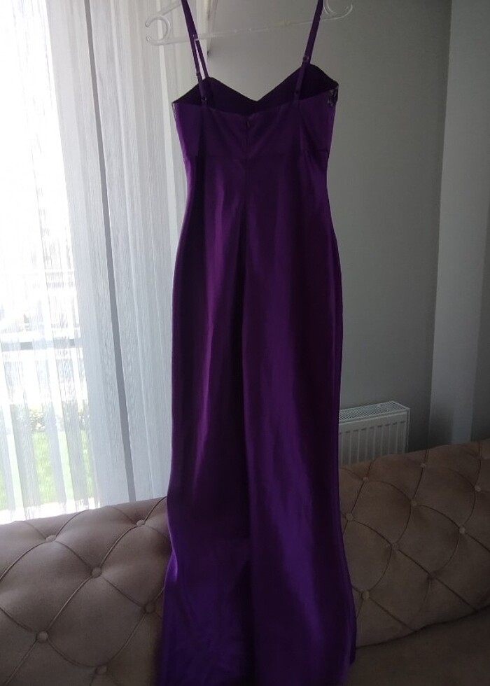 Mor saten davet elbisesi - Görsel 3