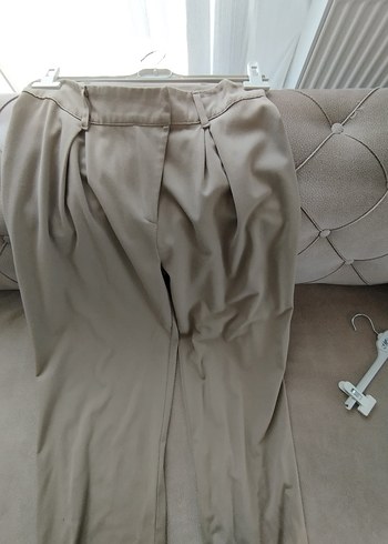 Bej Keten Pilili pantolon - Görsel 6