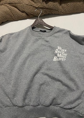 Gri Kadın Baskılı Sweatshirt - Görsel 2