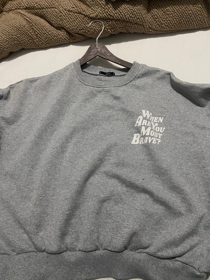 Gri Kadın Baskılı Sweatshirt - Görsel 2