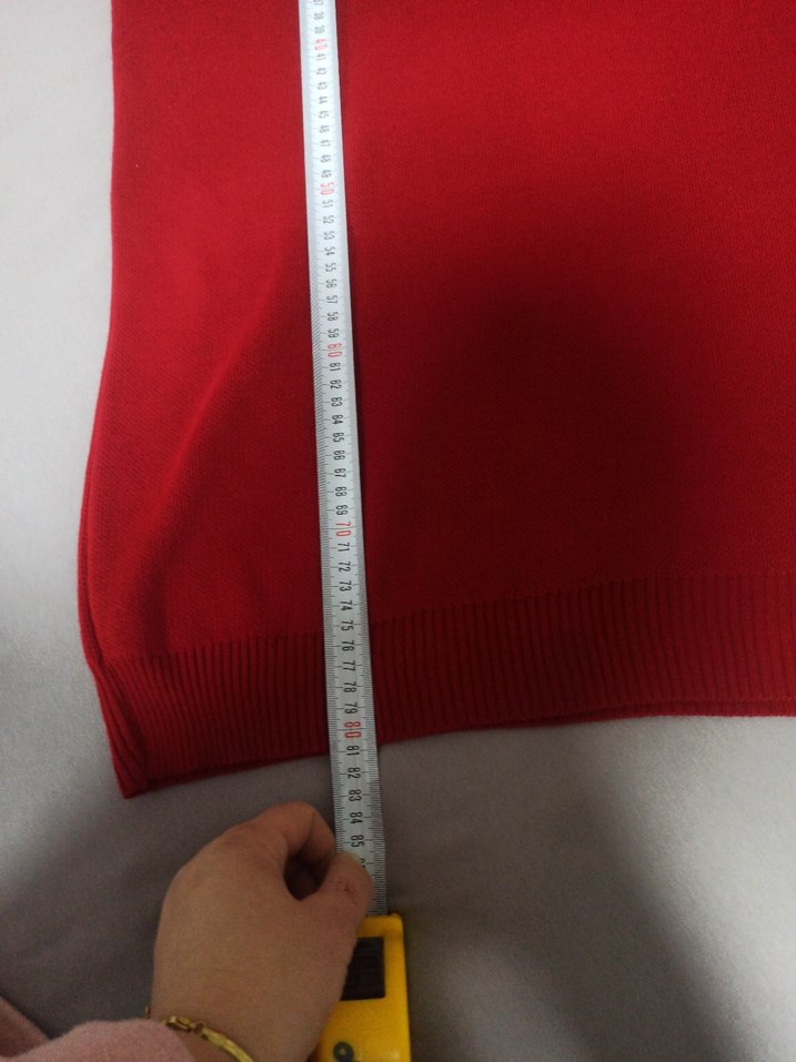 Kırmızı Yüksek Yakalı Kadın Triko tunik - Görsel 5