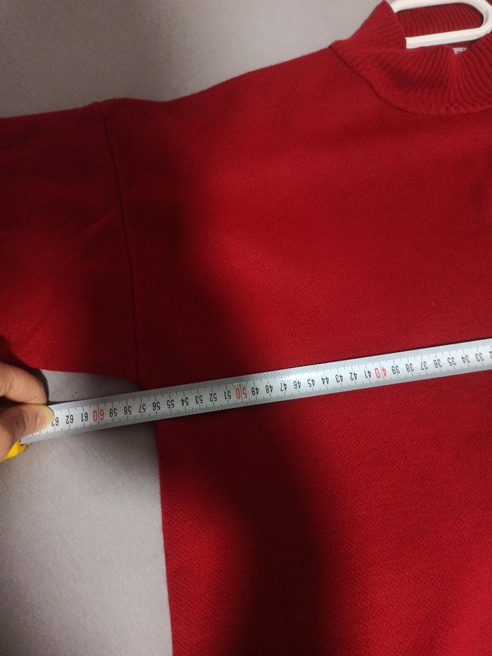 Kırmızı Yüksek Yakalı Kadın Triko tunik - Görsel 4