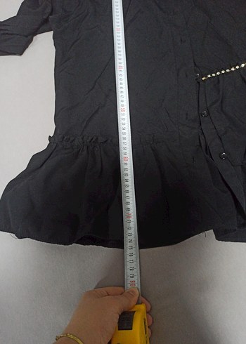 Düğmeli Siyah Uzun tunik - Görsel 6