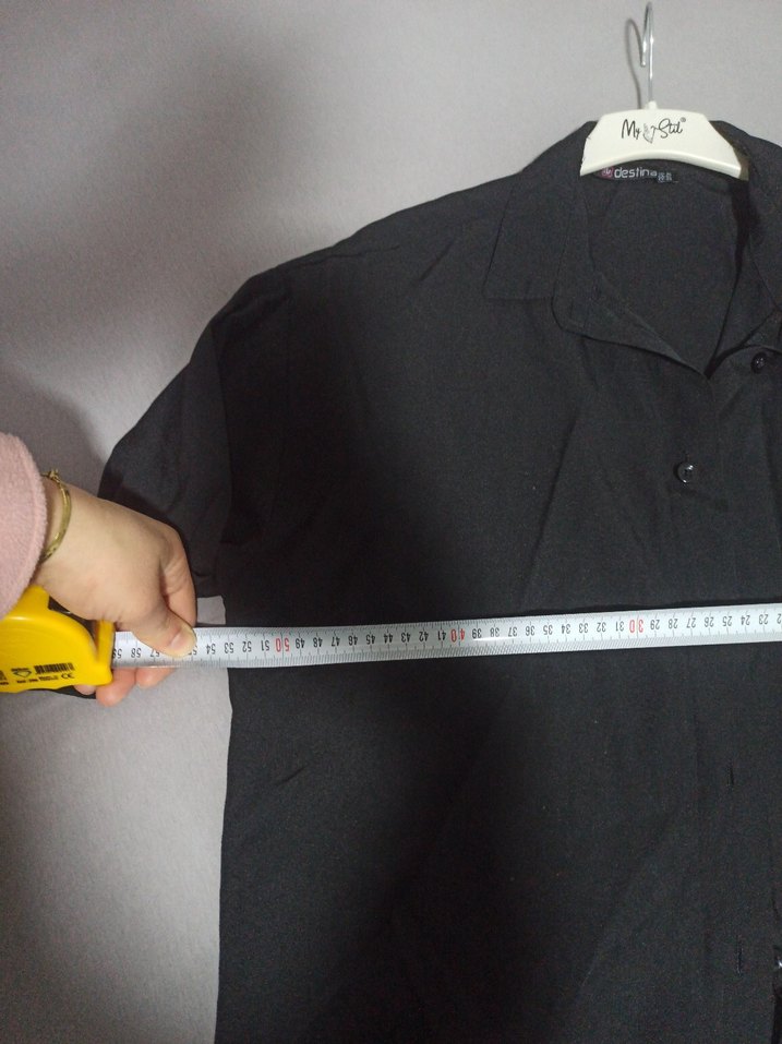 Düğmeli Siyah Uzun tunik - Görsel 5