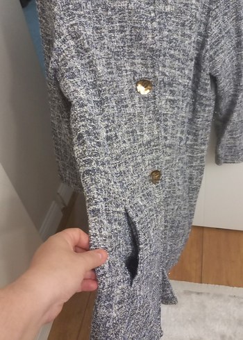 xxl Beden gri Renk Düğmeli Gri Keten Kadın hırka