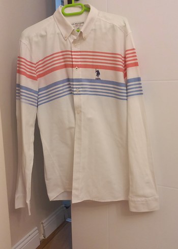 U.S. Polo Assn. Erkek Beyaz Baskılı Gömlek