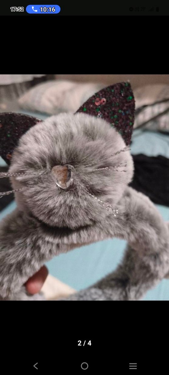 Gri Kedi Aksesuarı Peluş Kulaklık - Görsel 2