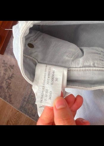 Gri Bağcıklı Denim Mini Bermuda Şort - Görsel 6