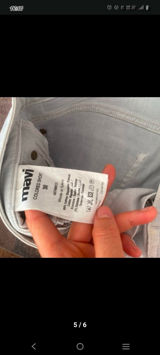 Gri Bağcıklı Denim Mini Bermuda Şort - Görsel 5